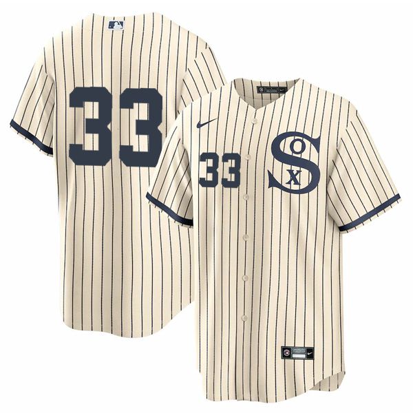 Men Chicago White Sox 33 No Name Cream stripe Dream version Game Nike 2021 MLB Jerseys